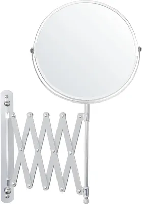 Produktbild von Belle Vous Chrom Wandmontage Kosmetikspiegel Ausziehbar 360 ° Schwenkbar Wandspiegel Rund - 3X Vergrößerung - 22 x 21,7 cm - Doppelseitig Rotierender