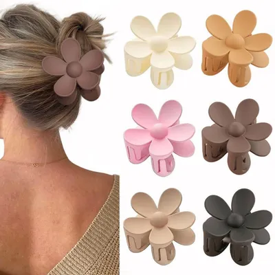 Image de 6 pinces à cheveux en forme de fleur pour cheveux épais et fins, pinces à fleurs antidérapantes, accessoires de coiffure