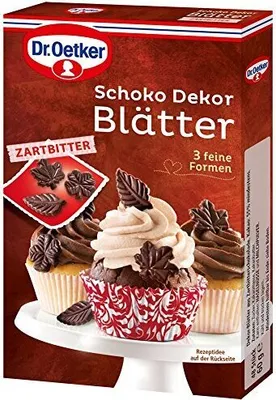 Produktbild von Dr. Oetker Schoko Dekor Blätter in Zartbitter Schokolade 60g