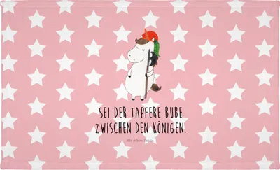 Produktbild von Mr. & Mrs. Panda Handtuch Einhorn Junge - Rot Pastell - Geschenk, Unicorn, Mittelalter, 50x100, Frotteehandtuch, Händehandtuch, Flauschtuch, Bube, Einhörner