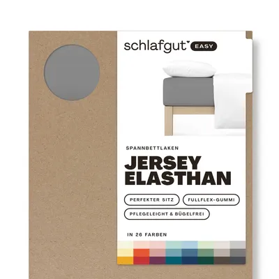 Produktbild von schlafgut Easy Jersey Elasthan Spannbettlaken 180x200 - 200x220cm Grey Mid Spannbetttuch Baumwollgemisch