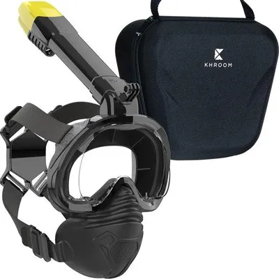 Immagine prodotto di Maschere da snorkeling per adulti | A prova di CO2 | Maschere integrali nere di alta qualità per lo snorkeling | Attrezzatura da snorkeling (L/XL)