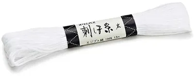 Produktbild von Olympus Sashiko Garn Thick, Baumwolle, Strang, ca 13m, Farbe weiß, hergestellt in Japan