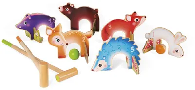 Produktbild von Janod Croquetspiel Waldtiere - Holzspiel für Kinder