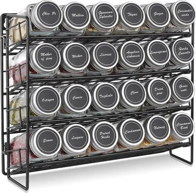 Produktbild von Famanu Kräuterregal 4-lagig - Wandmontage und Stauraum für Gewürzgläser