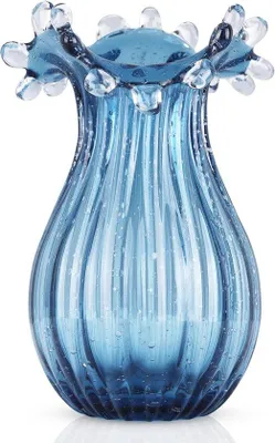 Produktbild von Famanu Glasvase Handgefertigt - Blau, Modern