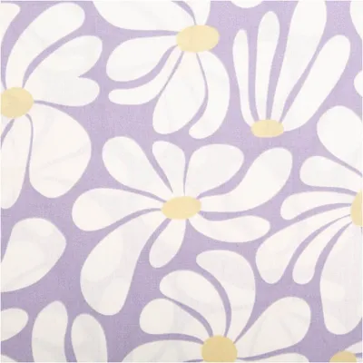 Produktbild von Baumwollstoff Popeline Retro Blumen lila weiß Meterware