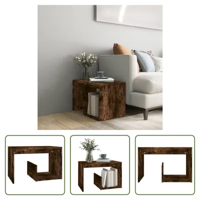 Image de The Living Store Table d'appoint chêne fumé 59x36x38 cm bois composite