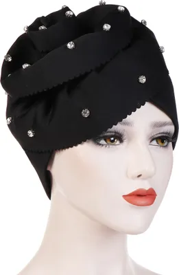 Produktbild von Mode Frauen einfarbig Blumenhut Strass Chemo Cap Bandana Headwrap