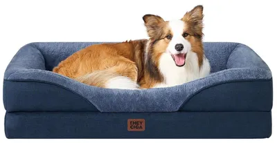 Produktbild von Orthopädisches Hundebett mit 4 Rändern, 104x68cm, Marineblau