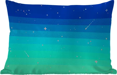 Produktbild von MuchoWow® Outdoor Kissen - Spiele - Sterne - Pixelkunst - 50x30 cm - Wetterfest - Lounge Kissen - Sofa kissen - Wohnzimmer Dekoration