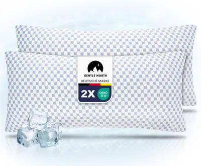 Produktbild von Gentle North 2Set 40x80 Orthopädisches Memory-Foam Kissen. Höhenverstellbar, kühlende & wärmende Seite. Waschbar & für Allergiker.
