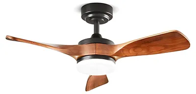 Obrázek produktu pro Stropní ventilátor s LED diodou 18 W a lopatkami z ořechového dřeva, 6 rychlostí, dálkové ovládání, Ø 90 cm, černý – Perenz