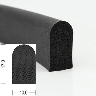 Produktbild von DP15 EPDM Moosgummi Halbrundprofil D-Profil 10x17 mm Gummidichtung Türdichtung