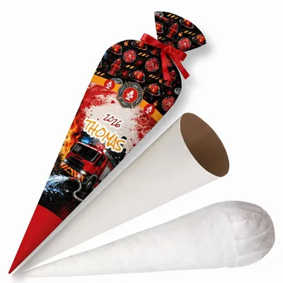 Produktbild von Ferocity, Schultüte mit Namen, 70 cm, Zuckertüte zur Einschulung, für Jungen – Feuerwehr [149]