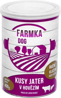 Obrázek produktu pro Konzerva pro psy Falco FARMKA DOG 400g s játry 70%hovězí 30%játra