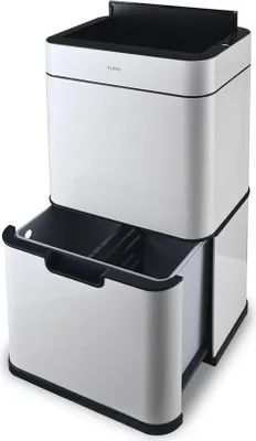 Produktbild von FlinQ Senzaro – 60L Mülleimer mit Abfalltrennung – Sensor-Mülleimer – Abfalleimer – Weiß