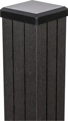 A single fence post with a cap on top, shown against a white background.
