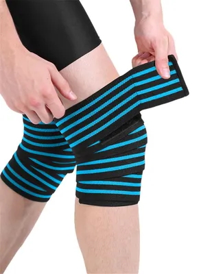 Image de Genouillère de compression pour femmes et hommes, support de genou avec sangles pour soulager les douleurs au genou, les déchirures du ménisque, l'arthrite, les lésions du ligament croisé antérieur (LCA). Bandage de genou réglable pour le football, la course, le sport, le yoga (bleu)