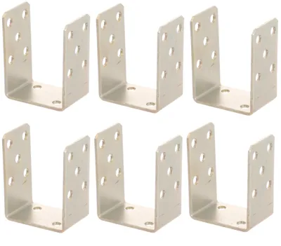 Produktbild von Aqbau 6er Set U-Pfostenträger zum Aufschrauben 80 mm – Pfostenanker aus verzinktem Stahl 4 mm, Bodenanker für Holzpfosten, für Zaun, Pergola, Terrasse