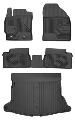 Productafbeelding van Rubberen automatten + kofferbakmat voor Toyota Auris II 2012-2018 (hatchback) – 4-delig, zwart, op maat – Wielganizator