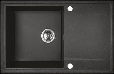 Produktbild von BADLAND Granitspüle Einzelbecken HUNTER 44x67 Schwarz mit langer Abtropffläche | Siphon im SET!