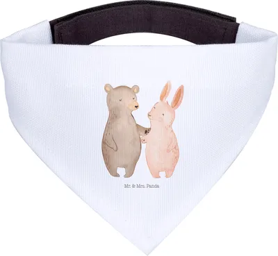 Produktbild von Mr. & Mrs. Panda Hunde-Halstuch Bär und Hase Umarmen - Weiß - Geschenk, Umarmung, Halstuch, Hund, Tuch, Für Hunde, Freundin, BFF, Hundehalstuch, Immer