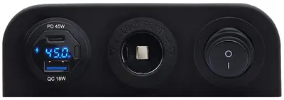 Produktbild von ProRide USB-Autolader 2 Ports QC3.0 45W 12-V-Stecker Schalter 12V IP54
