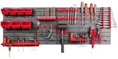 Immagine prodotto di Pannello portattrezzi per officina - Pannello da parete per garage - 115 x 39 cm