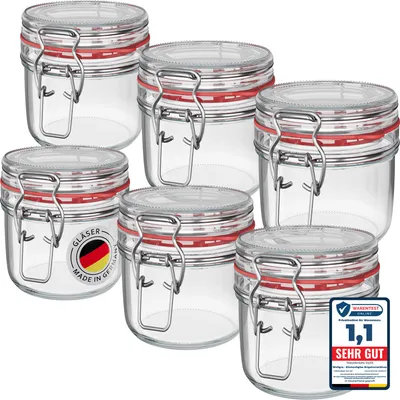 Produktbild von WELLGRO Einmachgläser mit Bügelverschluss rund 255ml - Vorratsgläser