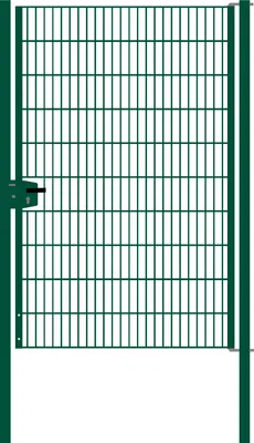 Produktbild von Drahtgittertor 1-flügelig, Durchgangslichte: 134 cm, Gesamtbreite inkl. Pfosten: 146 cm - Ausführung: grün beschichtet, Höhe: 203 cm