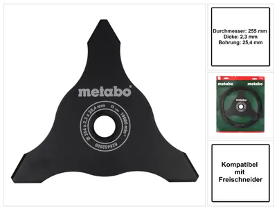 Zdjęcie produktu dla Metabo 3-ostrzowy podkaszarka do szczotek ( 628432000 ) 255 x 2,3 x 25,4 mm