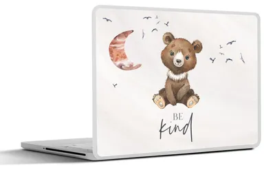 Produktbild von MuchoWow® Laptop Aufkleber Sticker Cover Sprichwörter - Kind sein - Kinder - Teddybär - Aquarell 25x18 cm - Laptop-Deko