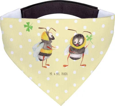 Produktbild von Mr. & Mrs. Panda Bandana Hummeln Kleeblatt - Gelb Pastell - Geschenk, Hummel, Lustige Sprüche, Biene Deko, glücklich Werden, Hunde Hals Tuch, Spruch Positiv, Halstuch Für