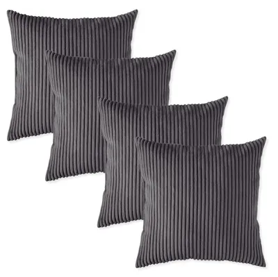 Produktbild von Zierkissen Kissenfüllung Bankkissen - 4er-Set - Dunkelgrau - 40 x 40 cm - Kissenbezug aus Cord-Optik