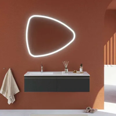 Immagine prodotto di Mobile bagno 120 cm grigio scuro, lavabo asimmetrico e specchio a goccia | Seattle