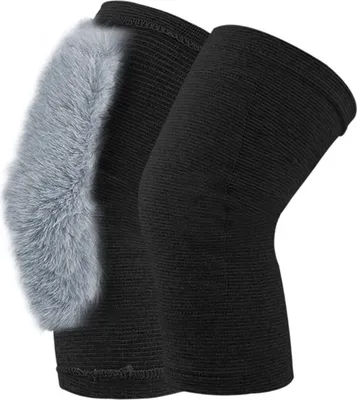 Produktbild von 1 Paar dicke Fleece-Knieschoner, Winterwärme, rutschfest, hochelastisch, Kunstkaninchenfell