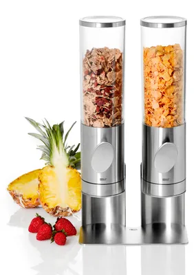 Produktbild von AdHoc 2-er Set Cerealienspender mit Ständer Deposito, Edelstahl/Acryl/Kunststoff, L: 21 cm, H: 42,5 cm