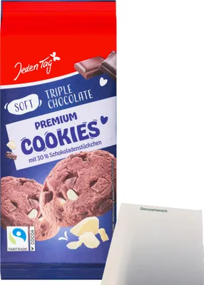 Produktbild von Jeden Tag Cookies Soft Triple Chocolate (210g Packung) + usy Block