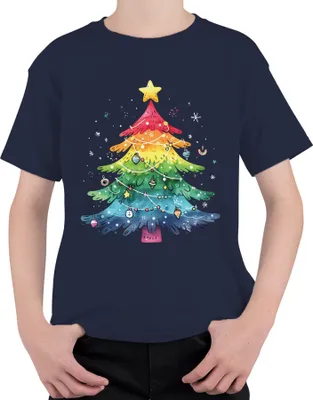 Produktbild von Weihnachtsbaum LGBTQ - Weihnachten Weihnachtsgeschenk Christmas Uni Kinder T-Shirt, Navy, 152
