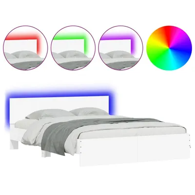 Obrázek produktu pro Rám postele s čelem a LED osvětlením bílý 150 x 200 cm