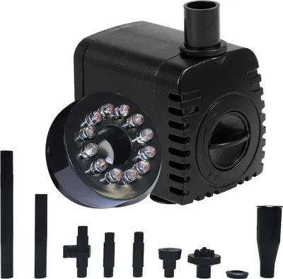 Produktbild von Tauchwasserpumpe mit 12 LED Licht 15W Ultra-leise IP68 Wasserdicht fuer Aquarium Aquarium Brunnen