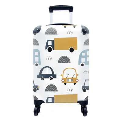 Obrázok produktu pre Kufrík Ručná batožina na kolieskach Malý cestovný kufor so 4 kolieskami Vzor - Chlapci - Auto - Dieťa - Veľkosť kabíny < 55x40x23 cm & 55x40x20 cm -