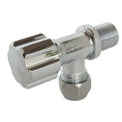 Produktbild von SOMATHERM FOR YOU - Robinet d'arrêt équerre sous-lavabo modèle court - Laiton chromé - M12/17 - Tube cuivre Ø10mm