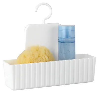Produktbild von Duschkorb Duschablage Duschregal - Polypropylen - Weiß - 25,3 x 22,5 x 8 cm - Für Dusche, Duschstange und Wäscheleine