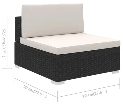Produktbild von vidaXL 6-tlg. Garten-Lounge-Set mit Auflagen Poly Rattan Schwarz