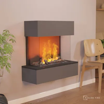 Produktbild von GLOW FIRE Elektrokamin 'Hölderlin Sims'| Wasserdampf Kamin mit OMC 500 inkl. Holz in schwarz als Wandkamin| HxBxT: 88x80x30 cm