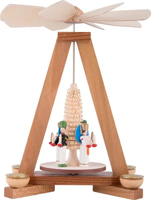 Productafbeelding van Eénlaags piramide met mijnwerker en engel (23 cm) van Knuth Neuber