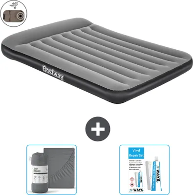 Produktbild von Bestway Luftmatratze - Französisches Bett - 137 x 191 x 30 cm - Grau - Inklusive Zubehör