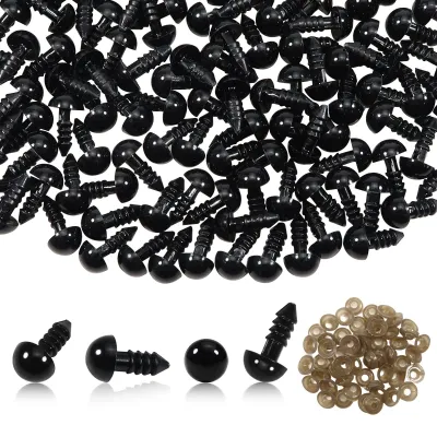 50 Stück Puppenaugen 12 mm Kunststoff mit Unterlegscheiben
